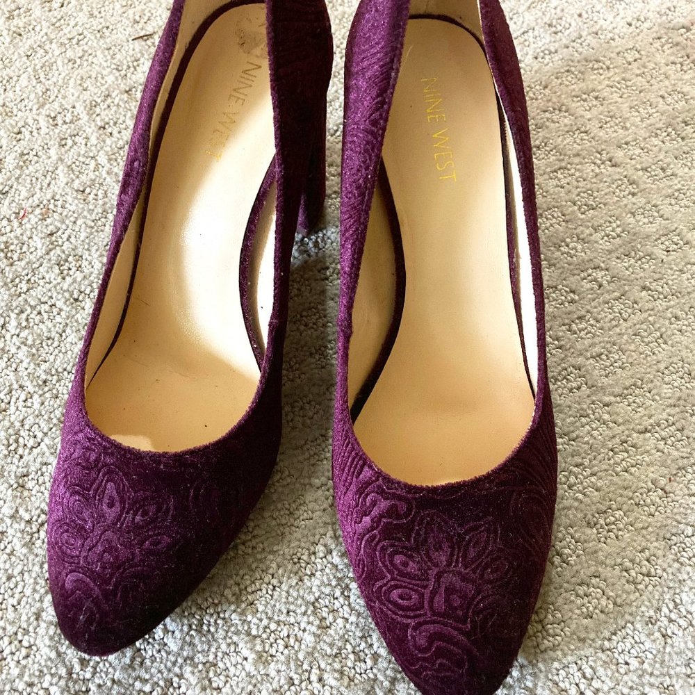 Nine West Purple Velvet Pumps